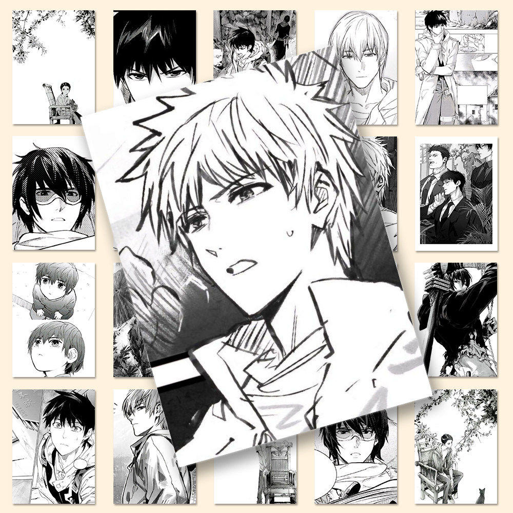 96张中国风盗墓笔记黑白线稿系列贴纸张起灵吴邪DIY桌面防水贴画