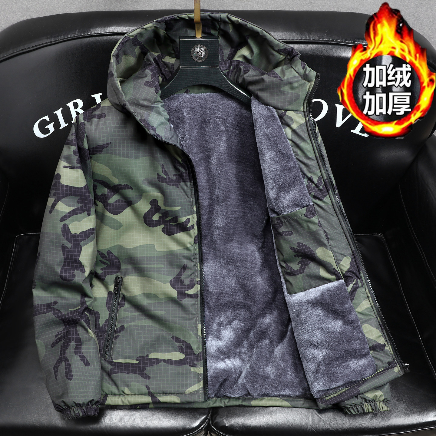 迷彩防寒棉服男款秋冬潮流加绒加厚保暖棉袄外套休闲百搭男士棉衣