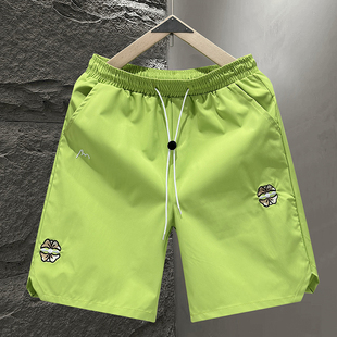 男短裤 大裤 新款 子日常出行运动外穿男士 衩 潮流绣标休闲五分裤 夏季