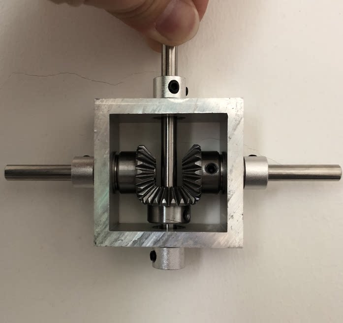 90度直角传动换向齿轮箱 小型伞齿轮转角器 1比1 机械模组 双出轴