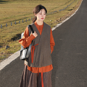 谜阿凰 素原创日常羊毛比甲外穿女款 浣溪沙无领对穿交马甲 汉元