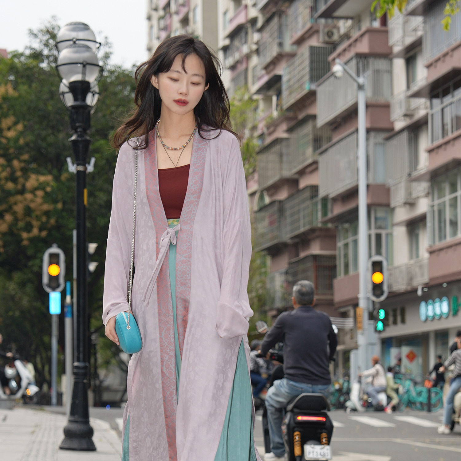 谜阿凰【浅紫仿花罗长衫】宋制汉服褙子温柔复古长裙显瘦女士春夏