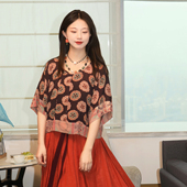 唐褙子石榴红仿花罗褶裙日常夏季 谜阿凰 摩诃半臂 汉服女