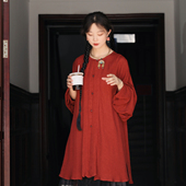 上衣复原汉服原创马面裙女秋款 明制圆领衫 红人丝无领衫 谜阿凰