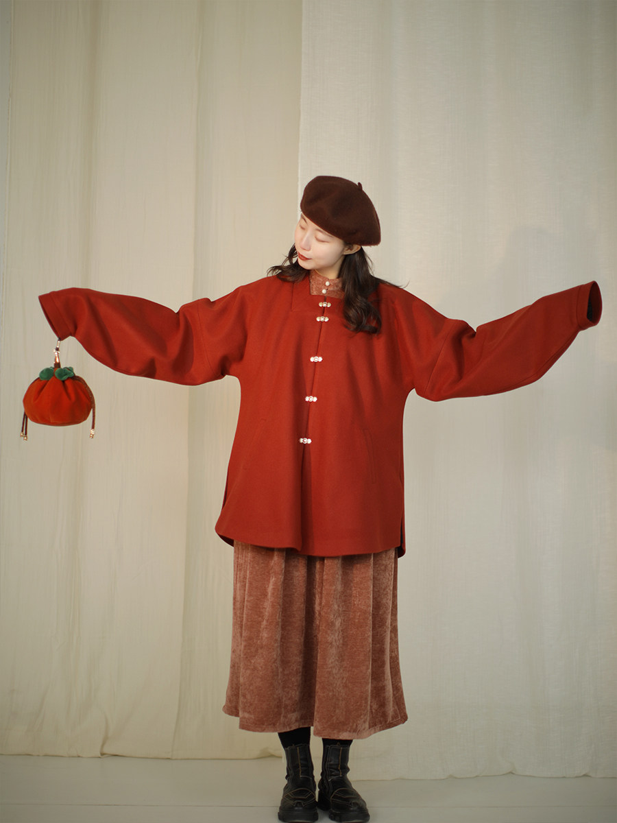 谜阿凰【丹若】明制方领红色改良原创汉服上衣日常2025新款马面裙,女装/女士精品,汉服套装,淘宝优惠券,粉丝福利购,淘宝优惠卷