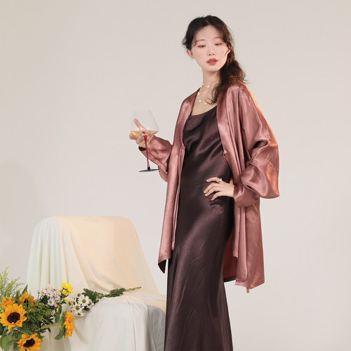 谜阿凰葡萄酒吊带连衣裙气质汉服