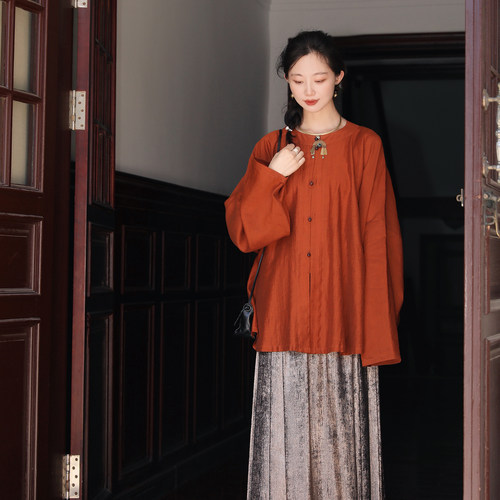 谜阿凰宿棠圆领衫明制汉服套装女