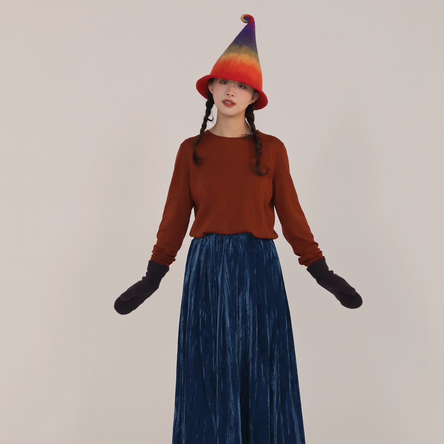 谜阿凰【美丽诺羊毛汉服打底杉】红色秋冬日常通勤百搭长袖女纯色,女装/女士精品,汉服上装,淘宝优惠券,粉丝福利购,淘宝优惠卷