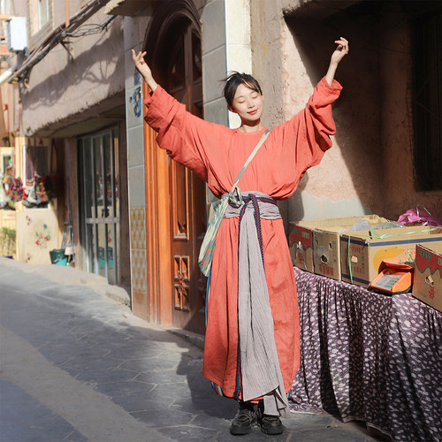 原创唐制圆领袍女夏季新款