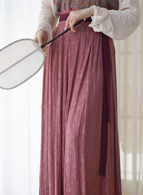 谜阿凰仿花罗紫色汉服半身裙女小个子春夏改良国风日常百搭通勤款