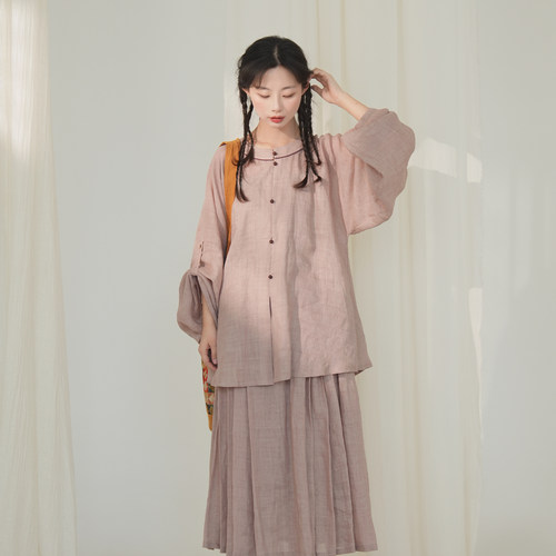 谜阿凰苎麻套装汉元素明制汉服