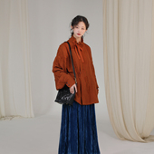 改良汉服汉元 谜阿凰 宝蓝丝绒半身裙 素半身裙上衣秋显瘦2025新