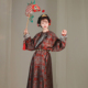 谜阿凰 对鸟团窠双面圆领袍 原创织锦唐复原汉服连衣裙两面服女