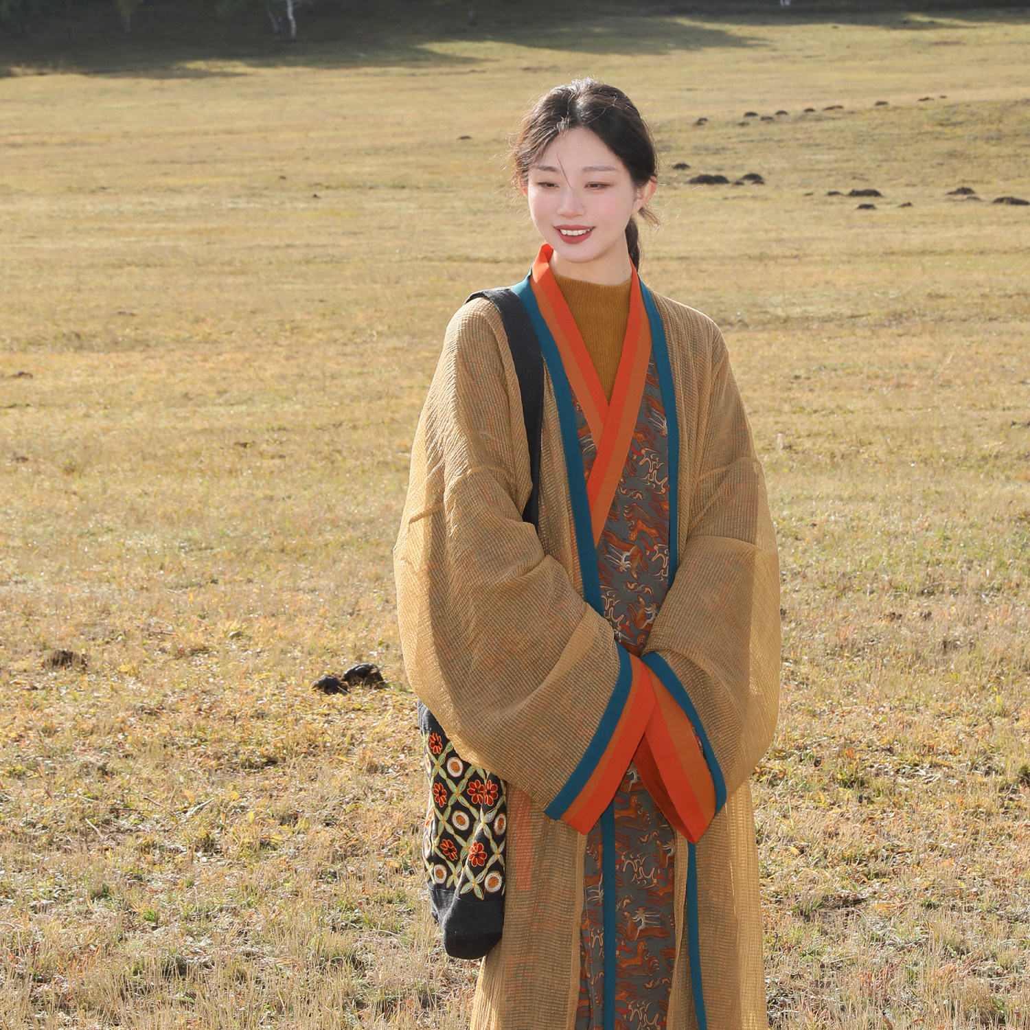 谜阿凰【绿羽人御虎襌衣】汉服三件套女款春夏舒适大放量日常古风