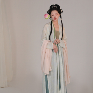 谜阿凰【夏牧】宋制汉服上衣褙子出片长衫褶裙春夏雪纺国风轻薄女