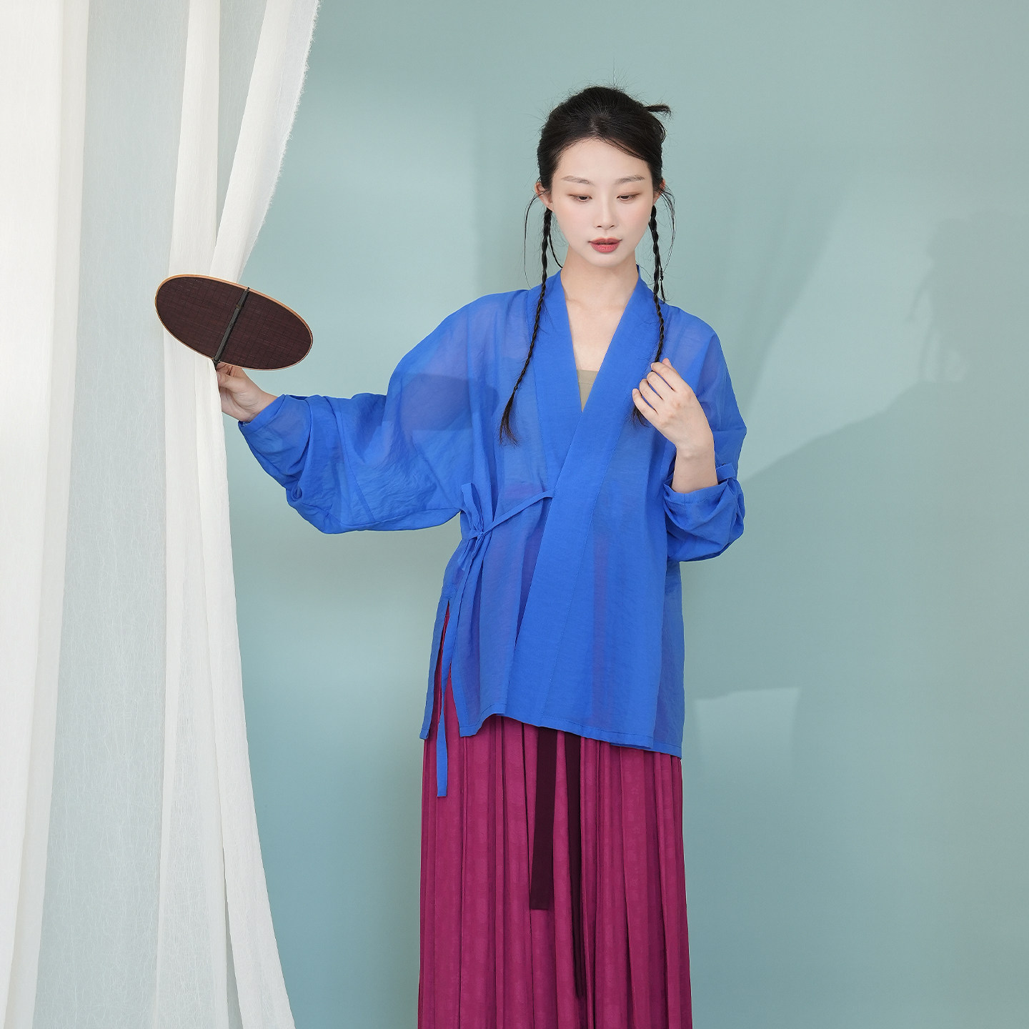 谜阿凰泽兰飞机袖宋制汉服女秋款图片