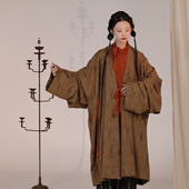 谜阿凰 原创复原汉服上衣日常外套宽松风衣女秋冬 湘叶北朝大褶