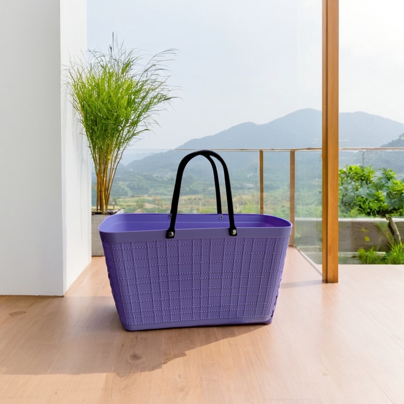 新款中国大陆时尚塑料超市环保INS风大容量红篮便携脏衣布纹网红