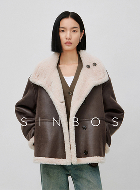 【天天yoko&SINBOS】渊渟 羊剪绒外套女美拉德羊羔毛皮草