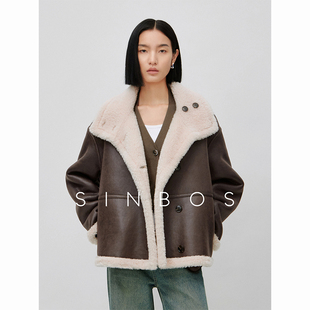 【天天yoko&SINBOS】渊渟 羊剪绒外套女美拉德羊羔毛皮草