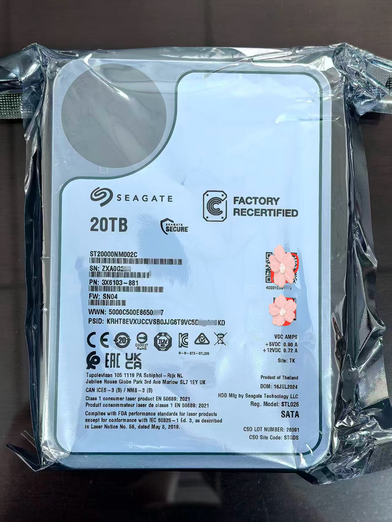 希捷20T 24T 28T硬盘官换全新原装盘ST24000NM0