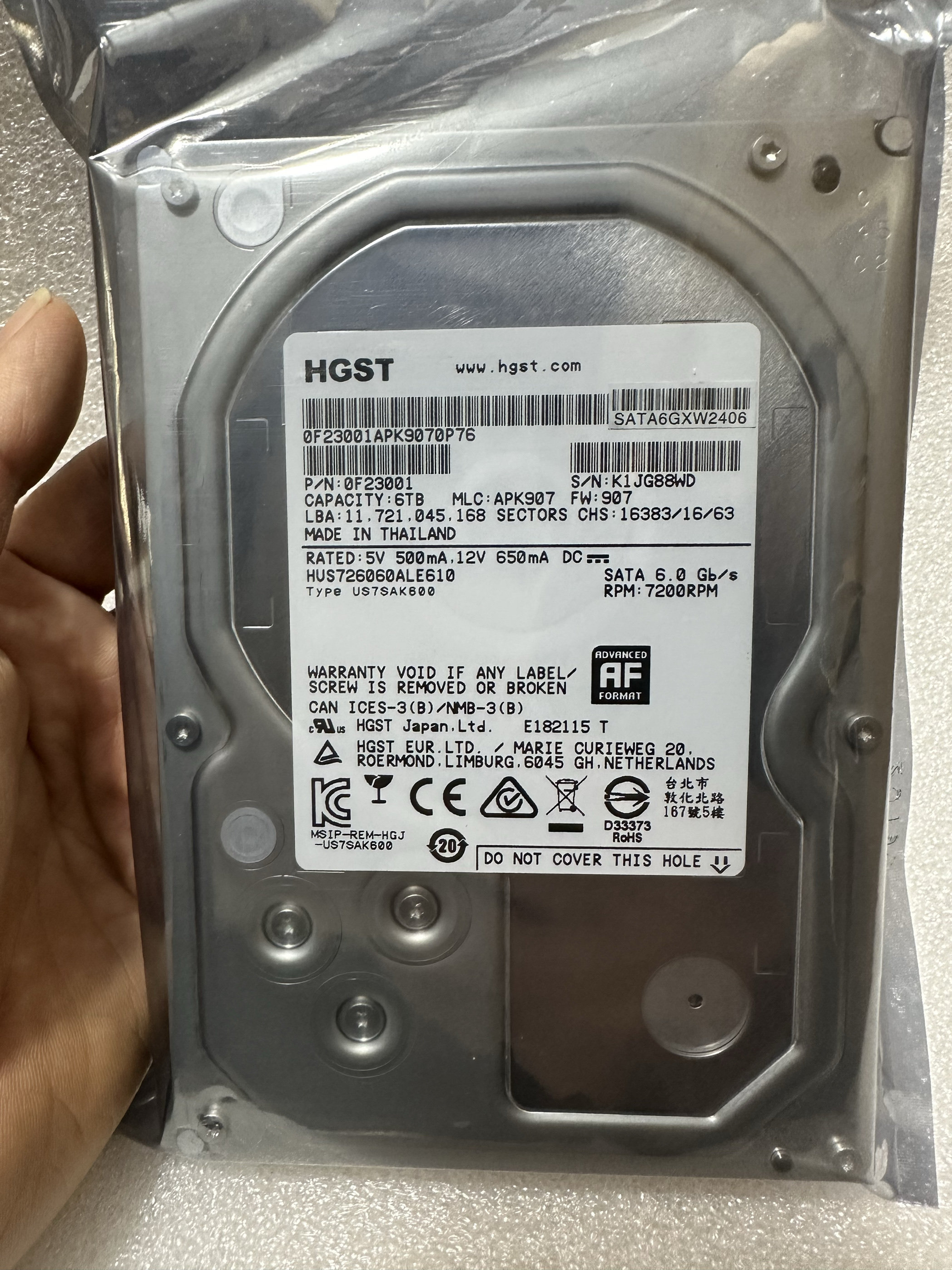 日立6T硬盘华为HGST 6TB SATA企业机械02311DY