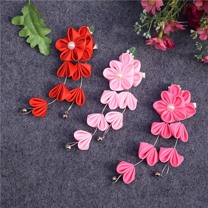 汉服头饰 和风樱花单花 儿童旗袍装饰发夹民族风边夹女童 单个