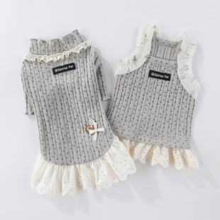 韩系宠物狗衣服小型犬针织连衣裙马尔济斯比熊约克夏西施背心春夏