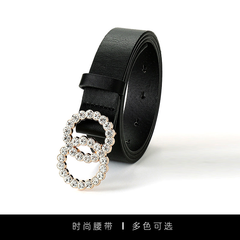 网红腰带女爆款创意款欧美时尚裤带女高级感双圈水钻镶嵌闪亮百搭