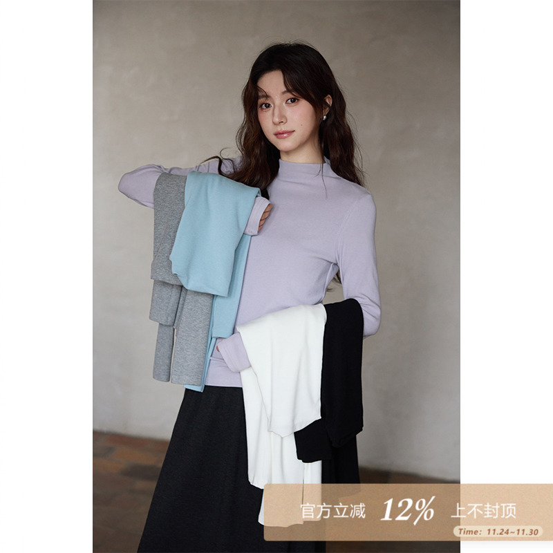 夕蒙2025新款秋冬韩系打底衫内搭 气质上衣小个子修身长袖t恤女