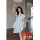 清仓秒杀 夏韩系裙子气质小个子不规则小众独特白色拼接连衣裙