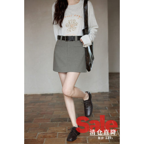 【清仓秒杀】春季韩系气质裙子独特小众小个子绝美高腰燕麦咖短裙
