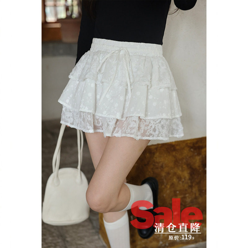 【清仓秒杀】秋季韩系气质裙子小个子设计感蕾丝小众白色蛋糕短裙,女装/女士精品,半身裙,淘宝优惠券,粉丝福利购,淘宝优惠卷