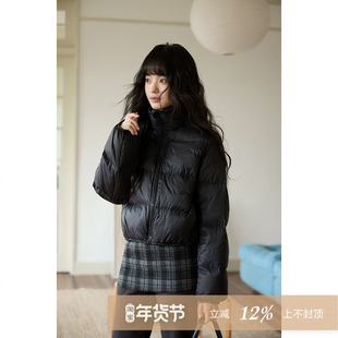 夕蒙2025新款冬季短款小个子巨好看加厚气质小众保暖黑色羽绒服女