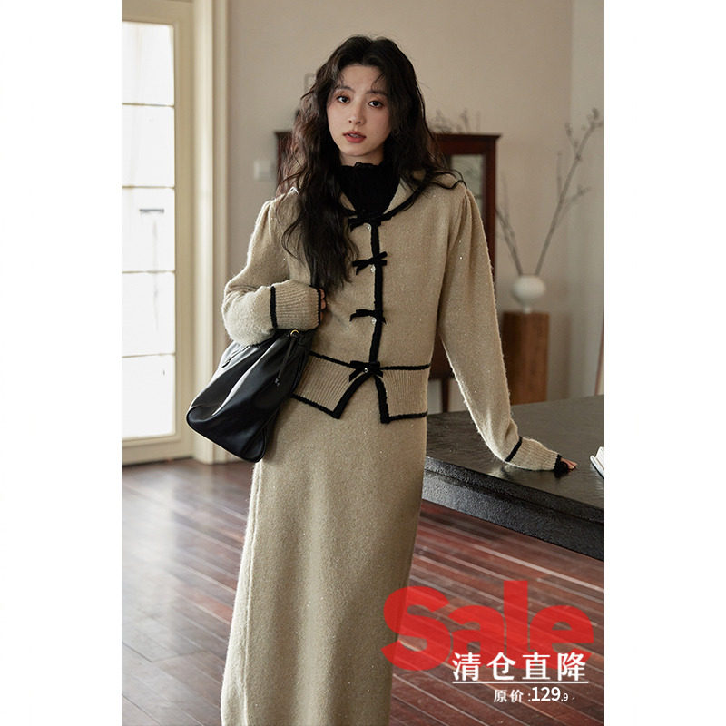 【清仓秒杀】春法式气质小个子短款针织开衫外套上衣半身裙套装女,女装/女士精品,毛针织衫,淘宝优惠券,粉丝福利购,淘宝优惠卷