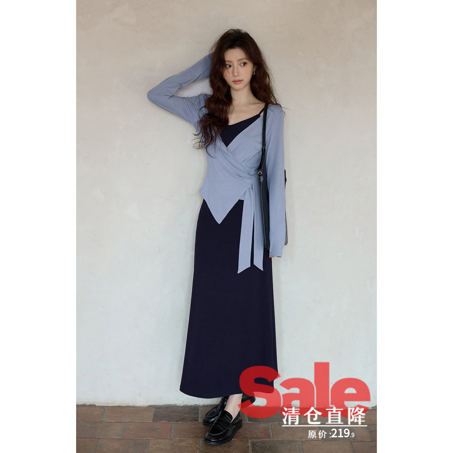 【清仓秒杀】春季韩系气质小个子巨好看绝美小众连衣裙上衣套装女