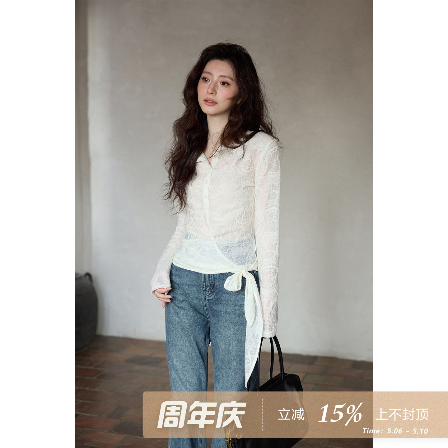夕蒙2026新款春季法式独特漂亮小个子绝美巨好看蕾丝拼接长袖衬衫