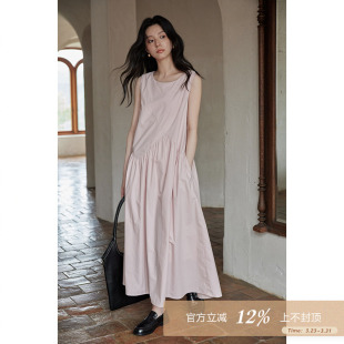 背心连衣裙女 气质减龄粉色度假风无袖 夕蒙2026新款 夏小个子法式