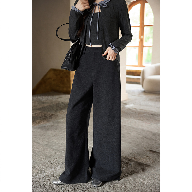 夕蒙2025新款秋冬韩系气质裤子小个子时尚小众流行高级深灰休闲裤