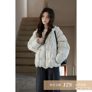 夕蒙2025新款 韩系巨好看假两件小众小个子针织拼接羽绒服外套 冬季