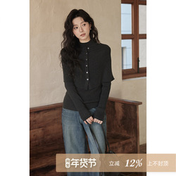 夕蒙2025新款冬季韩系针织衫设计感上高级感深灰毛衣披肩两件套女
