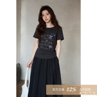 t恤女 韩系气质上衣小个子小众独特卡通套头短袖 夕蒙2026新款 春季