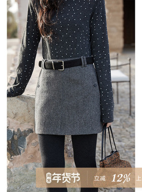 夕蒙2025新款冬季绝美巨好看半身裙高级流行小个子灰色毛呢短裙女