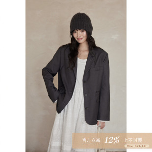 外套 韩系独特漂亮小众气质高级感小个子深灰西装 夕蒙2026新款 春季