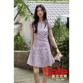 夏气质流行裙子小众高级绝美收腰小个子短袖 清仓秒杀 连衣裙女