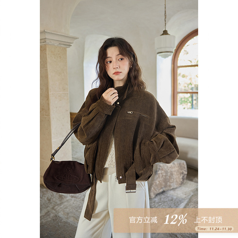 夕蒙2025新款秋冬韩系气质上衣绝美小个子巨好看独特漂亮咖色外套