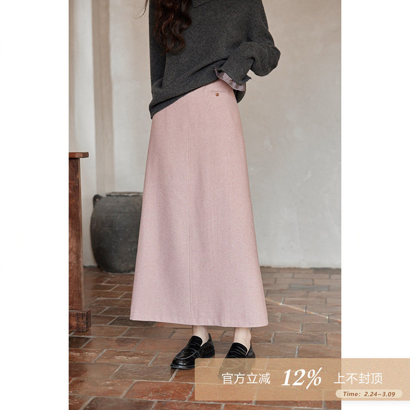 夕蒙2026新款冬季韩系气质裙子a字裙绝美巨好看小个子粉色半身裙