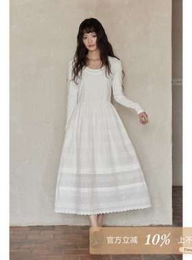 夕蒙2026新款春季韩系气质裙子显瘦收腰独特小众巨好看白色连衣裙
