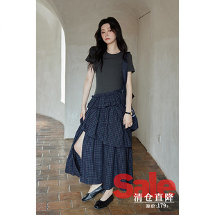 连衣裙 夏韩系气质裙子别致小个子独特别致设计感短袖 清仓秒杀