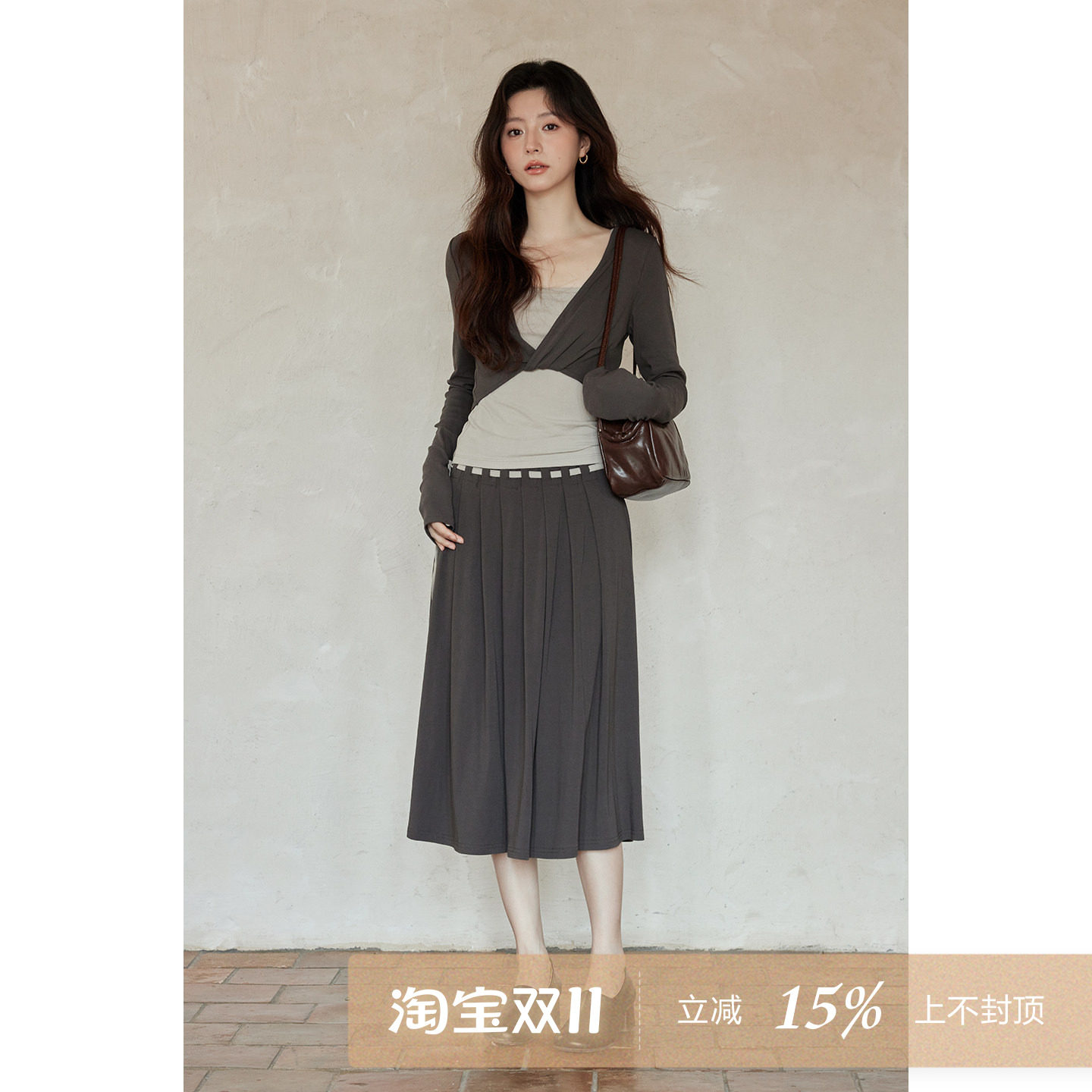 夕蒙2026新款秋季韩系穿搭套装打底吊带背心外搭罩衫半身裙三件套